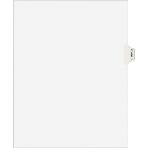 Avery® Individual Legal Exhibit Dividers - Avery Style - 1 Printed Tab(s) - Character - X - 8.5" Divider Width x 11" Divider Length - Letter - White Paper Divider - Paper Tab(s) - 20% Recycled - Reinforced Tab, Rip Proof, Unpunched - 25 / Pack