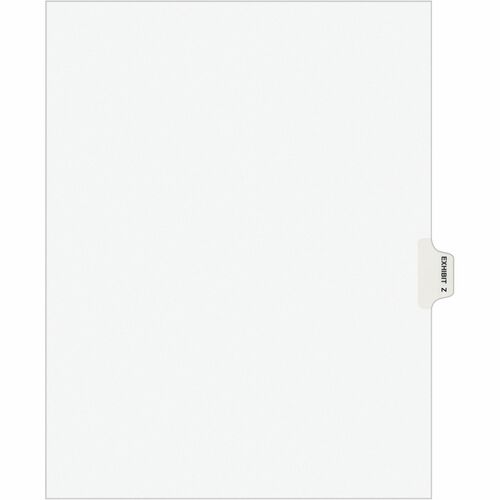 Avery® Individual Legal Exhibit Dividers - Avery Style - 10 x Divider(s) - Printed Tab(s) - Character - Z - 10 Tab(s)/Set - 8.5" Divider Width x 11" Divider Length - Letter - White Paper Divider - White Tab(s) - Recycled - Unpunched, Reinforced Tab, R