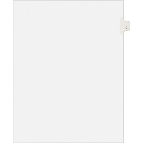 Avery® Individual Legal Exhibit Dividers - Avery Style - 25 x Divider(s) - Printed Tab(s) - Character - D - 1 Tab(s)/Set - 8.5" Divider Width x 11" Divider Length - Letter - White Paper Divider - White Tab(s) - Recycled - Reinforced Tab, Rip Proof, Un