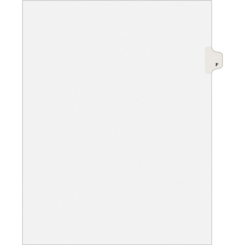 Avery® Individual Legal Exhibit Dividers - Avery Style - 25 x Divider(s) - Printed Tab(s) - Character - F - 1 Tab(s)/Set - 8.5" Divider Width x 11" Divider Length - Letter - White Paper Divider - White Tab(s) - Recycled - Reinforced Tab, Rip Proof, Un