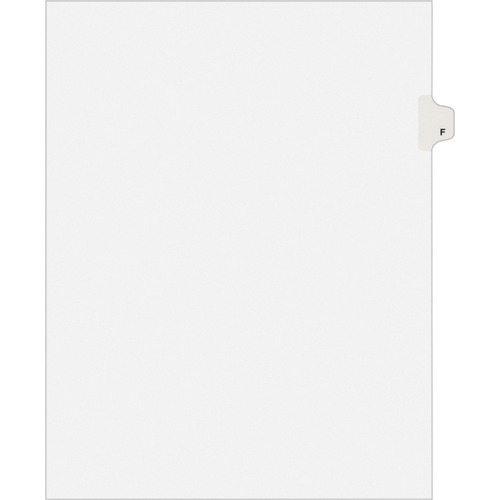 Avery® Individual Legal Exhibit Dividers - Avery Style - 25 x Divider(s) - Printed Tab(s) - Character - F - 1 Tab(s)/Set - 8.5" Divider Width x 11" Divider Length - Letter - White Paper Divider - White Tab(s) - 25 / Pack