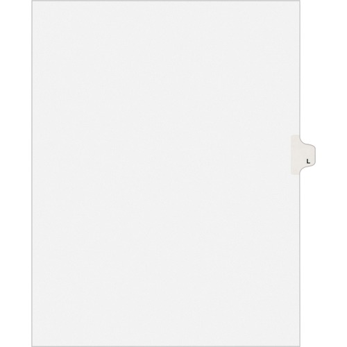 Avery® Individual Legal Exhibit Dividers - Avery Style - 25 x Divider(s) - Printed Tab(s) - Character - L - 1 Tab(s)/Set - 8.5" Divider Width x 11" Divider Length - Letter - White Paper Divider - White Tab(s) - 25 / Pack