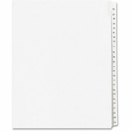 Avery® Collated Legal Exhibit Dividers - Allstate Style - 25 x Divider(s) - Printed Tab(s) - Digit - 26-50 - 25 Tab(s)/Set - 8.5" Divider Width x 11" Divider Length - Letter - White Paper Divider - White Tab(s) - 25 / Set