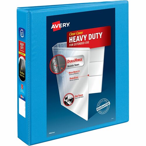 Avery® Heavy-duty Nonstick View Binder - 1 1/2" Binder Capacity - Letter - 8 1/2" x 11" Sheet Size - 375 Sheet Capacity - 3 x Slant D-Ring Fastener(s) - 4 Internal Pocket(s) - Poly - Light Blue - Recycled - Gap-free Ring, Non-stick, Stacked Pocket, He