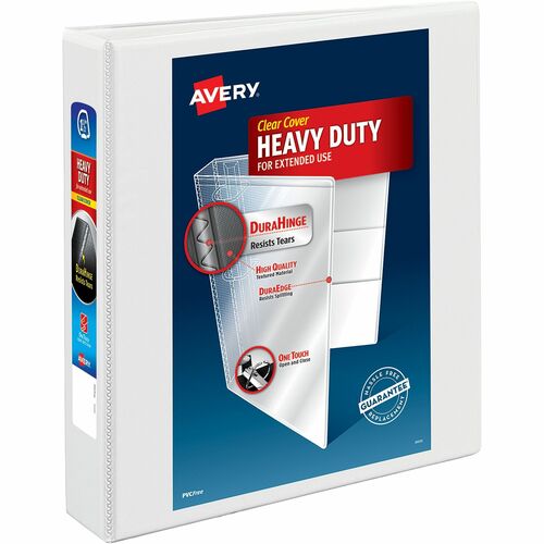 Avery® Heavy-duty Nonstick View Binder - 1 1/2" Binder Capacity - Letter - 8 1/2" x 11" Sheet Size - 375 Sheet Capacity - Fastener(s): 3 x Slant D-Ring - Pocket(s): 4, Internal - Poly - White - Recycled - Gap-free Ring, Non-stick, Stacked Pocket, Heav