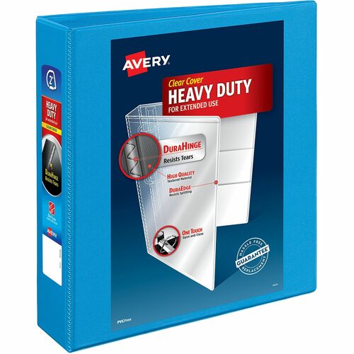 Avery® Heavy-duty Nonstick View Binder - 2" Binder Capacity - Letter - 8 1/2" x 11" Sheet Size - 500 Sheet Capacity - 3 x Slant D-Ring Fastener(s) - 4 Internal Pocket(s) - Poly - Light Blue - Recycled - Gap-free Ring, Non-stick, Stacked Pocket, Expose