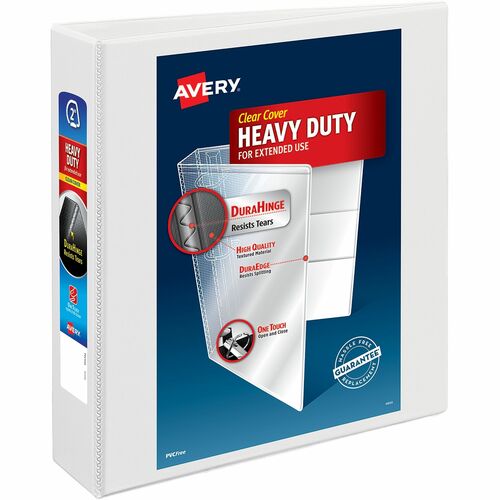 Avery® Heavy-duty Nonstick View Binder - 2" Binder Capacity - Letter - 8 1/2" x 11" Sheet Size - 500 Sheet Capacity - 3 x Slant D-Ring Fastener(s) - 4 Internal Pocket(s) - Poly - White - Recycled - Gap-free Ring, Non-stick, Stacked Pocket, Exposed Riv