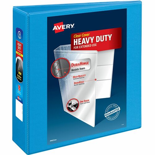 Avery® Heavy-duty Nonstick View Binder - 3" Binder Capacity - Letter - 8 1/2" x 11" Sheet Size - 600 Sheet Capacity - 3 x Slant D-Ring Fastener(s) - 4 Internal Pocket(s) - Poly - Light Blue - Recycled - Gap-free Ring, Non-stick, Stacked Pocket, Expose
