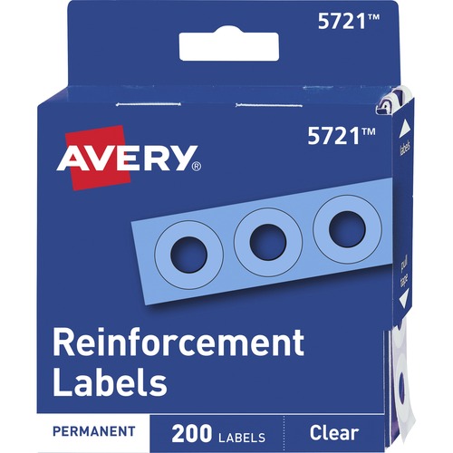 Avery® Hole Reinforcement Label Rings - 0.3" Diameter - Clear - Polyvinyl - 200 / Pack