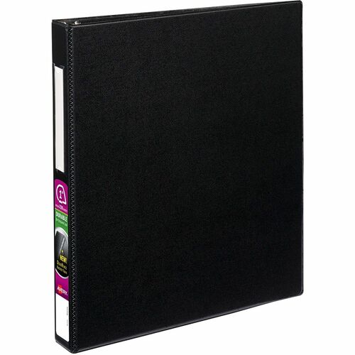 Avery® DuraHinge Durable Binder with Label Holder - 1" Binder Capacity - Letter - 8 1/2" x 11" Sheet Size - 275 Sheet Capacity - Fastener(s): 3 x D-Ring - Pocket(s): 4, Internal - Poly - Black - Recycled - Gap-free Ring, Label Holder, Stacked Pocket -