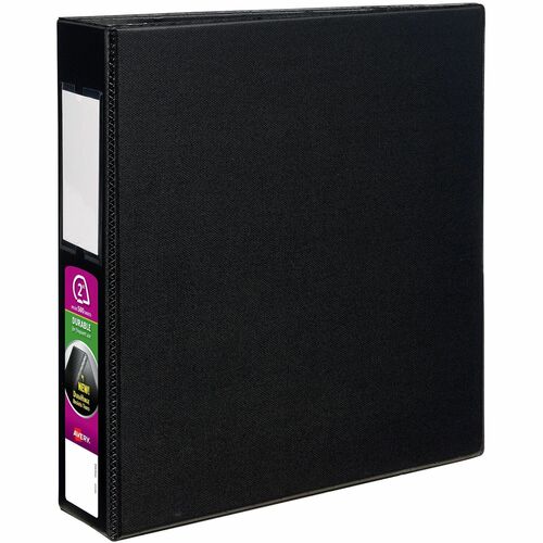 Avery® DuraHinge Durable Binder with Label Holder - 2" Binder Capacity - Letter - 8 1/2" x 11" Sheet Size - 540 Sheet Capacity - 3 x D-Ring Fastener(s) - 4 Internal Pocket(s) - Poly - Black - Recycled - Gap-free Ring, Label Holder, Stacked Pocket - 1 