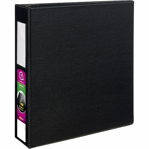 Avery® DuraHinge Durable Binder with Label Holder - 3" Binder Capacity - Letter - 8 1/2" x 11" Sheet Size - 670 Sheet Capacity - 3 x D-Ring Fastener(s) - 4 Internal Pocket(s) - Poly - Black - Recycled - Gap-free Ring, Label Holder, Stacked Pocket - 1 