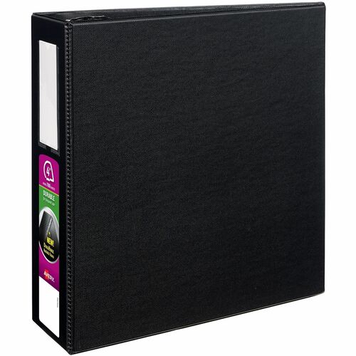 Avery® DuraHinge Durable Binder with Label Holder - 4" Binder Capacity - Letter - 8 1/2" x 11" Sheet Size - 780 Sheet Capacity - 3 x D-Ring Fastener(s) - 4 Internal Pocket(s) - Poly - Black - Recycled - Gap-free Ring, Label Holder, Stacked Pocket - 1 