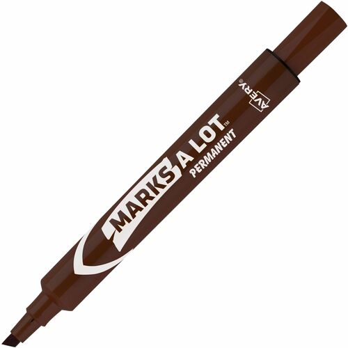 Avery® Marks-A-Lot Desk-Style Permanent Markers - Large - 4.7625 mm Marker Point Size - Chisel Marker Point Style - Brown - Brown Plastic Barrel - 1 Dozen