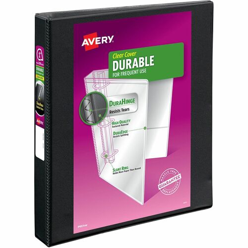 Avery® Durable View Binder - EZD Rings - 1" Binder Capacity - Letter - 8 1/2" x 11" Sheet Size - 275 Sheet Capacity - 3 x D-Ring Fastener(s) - 4 Internal Pocket(s) - Poly - Black - Recycled - Easy Insert Spine, Gap-free Ring, Exposed Rivet, Stacked Po