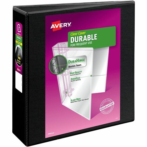 Avery® Durable View Binder - EZD Rings - 3" Binder Capacity - Letter - 8 1/2" x 11" Sheet Size - 670 Sheet Capacity - 3 x D-Ring Fastener(s) - 4 Internal Pocket(s) - Poly - Black - Recycled - Easy Insert Spine, Exposed Rivet, Gap-free Ring, Stacked Po