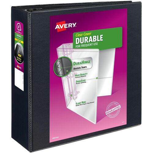 Avery® Durable View Binder - EZD Rings - 4" Binder Capacity - Letter - 8 1/2" x 11" Sheet Size - 780 Sheet Capacity - 3 x D-Ring Fastener(s) - 4 Internal Pocket(s) - Poly - Black - Recycled - Easy Insert Spine, Exposed Rivet, Gap-free Ring, Stacked Po
