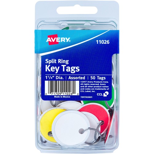 Avery® Metal Rim Key Tags - Round - 50 / Pack - Metal - Assorted