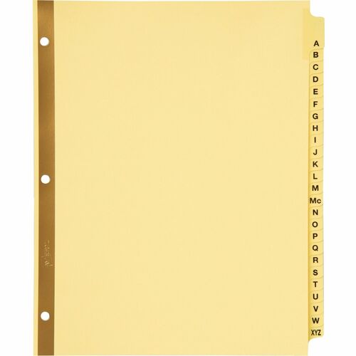 Avery® Laminated Dividers - Gold Reinforced - 25 x Divider(s) - Printed Tab(s) - Character - A-Z - 25 Tab(s)/Set - 8.5" Divider Width x 11" Divider Length - Letter - 3 Hole Punched - Buff Paper Divider - Buff Tab(s) - Recycled - Laminated Tab, Gold Ri