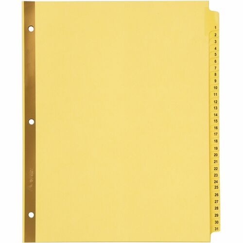 Avery® Laminated Dividers - Gold Reinforced - 31 x Divider(s) - Printed Tab(s) - Digit - 1-31 - 31 Tab(s)/Set - 8.5" Divider Width x 11" Divider Length - Letter - 3 Hole Punched - Buff Paper Divider - Buff Tab(s) - Recycled - Laminated Tab, Gold Rip P