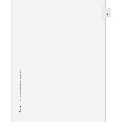 Avery® Individual Legal Exhibit Dividers - Avery Style - Unpunched - 25 x Divider(s) - 25 Printed Tab(s) - Digit - 2 - 1 Tab(s)/Set - 8.5" Divider Width x 11" Divider Length - Letter - White Paper Divider - White Tab(s) - Recycled - Reinforced Tab, Ri