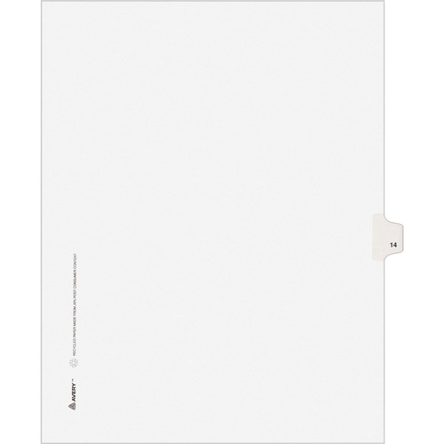 Avery® Individual Legal Exhibit Dividers - Avery Style - Unpunched - 25 x Divider(s) - 25 Printed Tab(s) - Digit - 14 - 1 Tab(s)/Set - 8.5" Divider Width x 11" Divider Length - Letter - White Paper Divider - White Tab(s) - Recycled - Reinforced Tab, R