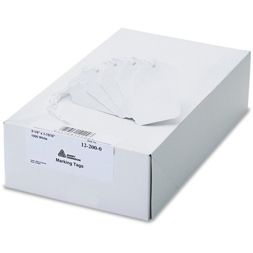 Avery® White Marking Tags - 3.25" Length x 1.94" Width - Rectangular - Twine Fastener - 1000 / Box - Polyester, Cotton - White