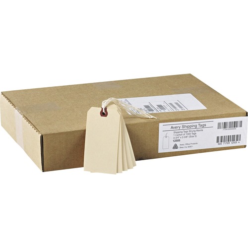Avery® Strung Manila Shipping Tags - #9 - 4.75" Length x 2.37" Width - Rectangular - String Fastener - 1000 / Box - Card Stock, Pulp - Manila