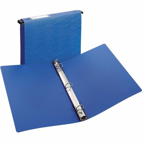 Avery® Hanging Storage Flexible Binder - 1" Binder Capacity - Letter - 8 1/2" x 11" Sheet Size - 175 Sheet Capacity - 3 x Round Ring Fastener(s) - Vinyl - Blue - Gap-free Ring, Label Holder, Locking Ring, Non-stick, Sturdy, Flexible - 1 Each