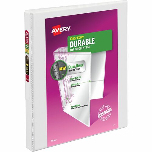 Avery® Durable View 3 Ring Binder - 1/2" Binder Capacity - Letter - 8 1/2" x 11" Sheet Size - 120 Sheet Capacity - 3 x Slant Ring Fastener(s) - 2 Pocket(s) - Polypropylene - Recycled - Pocket, Durable, Tear Resistant, Flexible, Split Resistant, Sturdy