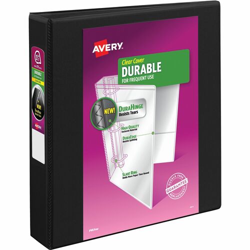 Avery® Durable View Binder 1½" , Slant D Rings, Black - 1 1/2" Binder Capacity - Letter - 8 1/2" x 11" Sheet Size - 375 Sheet Capacity - 3 x Slant Ring Fastener(s) - 2 Pocket(s) - Polypropylene - Recycled - Pocket, Durable, Tear Resistant, Flexible, S