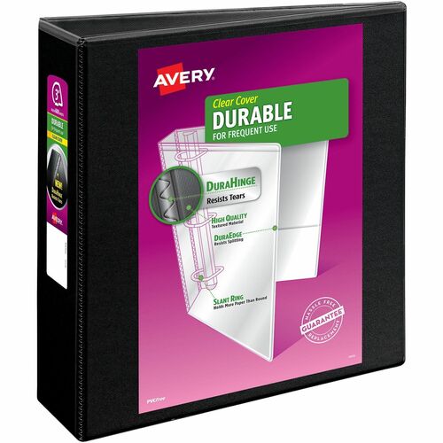 Avery® Durable View Binder 3" , Slant D Rings, Black - 3" Binder Capacity - Letter - 8 1/2" x 11" Sheet Size - 600 Sheet Capacity - 3 x Slant Ring Fastener(s) - 2 Pocket(s) - Polypropylene - Recycled - Pocket, Durable, Tear Resistant, Flexible, Split 