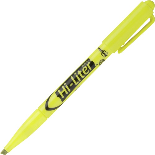 Avery® Pen-Style Fluorescent Highlighters - Chisel Marker Point Style - Fluorescent Yellow - Yellow Barrel - 1 Dozen