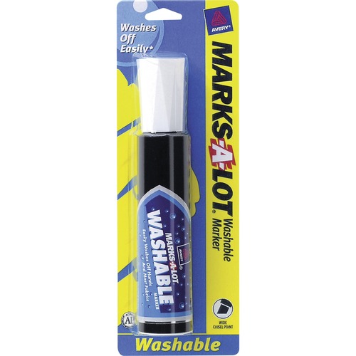 Avery® Marks A Lot Jumbo Washable Marker - Chisel Marker Point Style - Black Water Based Ink - Black Barrel - 1 Each