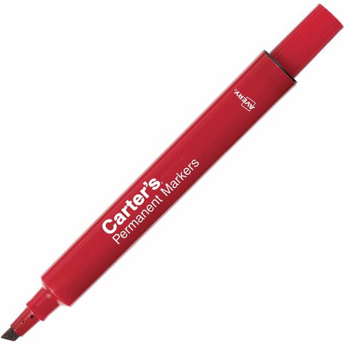 Carter's Permanent Markers - Large Desk-Style Size - Chisel Marker Point - Red Ink - 1 Each