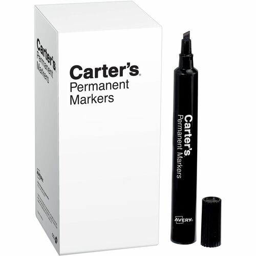 Carter's Large Desk-Style Permanent Markers - 120.9675 mm Chisel Marker Point - Black Ink - 1 Dozen