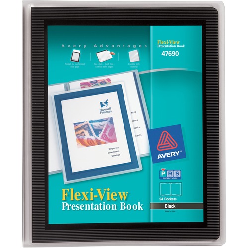 Avery® Flexi-View Presentation Book - Letter - 8 1/2" x 11" Sheet Size - 48 Sheet Capacity - Internal Pocket(s) - Polypropylene - Non-stick, Spill-free, Preprinted, Lightweight - 1 Each