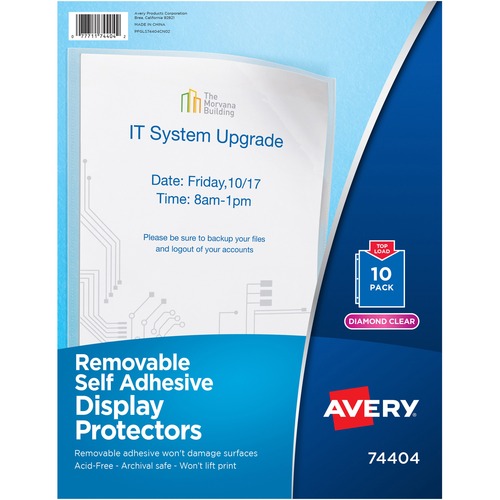 Avery® Display Protectors - 20 x Sheet Capacity - For Letter 8 1/2" x 11" Sheet - Top Loading - Clear - Polypropylene - 10 / Pack