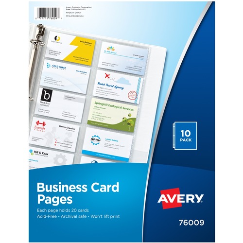 Avery® Clear Business Card Organizer Pages, 10ct (76009) - 3-ring Binding