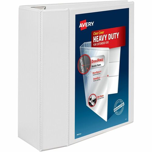 Avery® Heavy-Duty View 3 Ring Binder - 5" Binder Capacity - Letter - 8 1/2" x 11" Sheet Size - 1050 Sheet Capacity - 3 x Ring Fastener(s) - 4 Pocket(s) - Polypropylene - Recycled - Pocket, Heavy Duty, One Touch Ring, Long Lasting, Tear Resistant, Spli