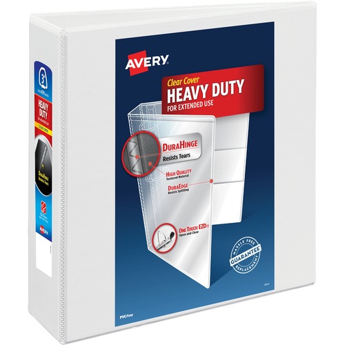 Avery® Heavy-Duty View White 3" Binder (79193) - Avery® Heavy-Duty View 3 Ring Binder, 3" One Touch EZD® Rings, 3.5" Spine, 1 White Binder (79193)