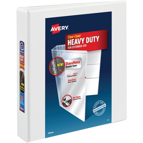 Avery® Heavy-Duty View 3 Ring Binder - 1 1/2" Binder Capacity - Letter - 8 1/2" x 11" Sheet Size - 400 Sheet Capacity - 3 x Ring Fastener(s) - 4 Pocket(s) - Polypropylene - Recycled - Pocket, Heavy Duty, One Touch Ring, Long Lasting, Tear Resistant, S