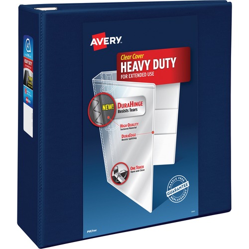 Avery® Heavy-Duty View Navy Blue 4" Binder (79804) - Avery® Heavy-Duty View 3 Ring Binder, 4" One Touch EZD® Rings, 4.5" Spine, 1 Navy Blue Binder (79804)