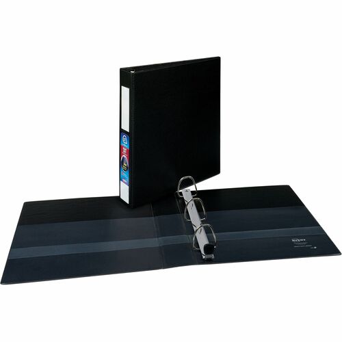 Avery® Heavy Duty Binder 1½" , One Touch™ Locking D Rings, Black - 1 1/2" Binder Capacity - Letter - 8 1/2" x 11" Sheet Size - 400 Sheet Capacity - Ring Fastener(s) - 4 Pocket(s) - Polypropylene - Recycled - Label Holder, Pocket, One Touch Ring,