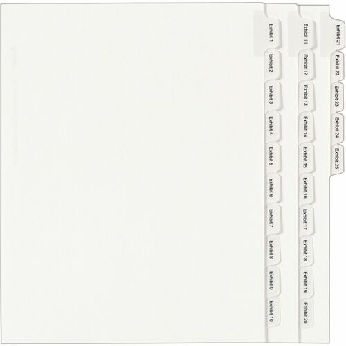 Avery® Index Divider - 1 x Divider(s) - Side Tab(s) - Exhibit 1-25 - 25 Tab(s)/Set - 8.5" Divider Width x 11" Divider Length - Letter - 8.50" Width x 11" Length - White Paper Divider - White Tab(s) - Recycled - 1