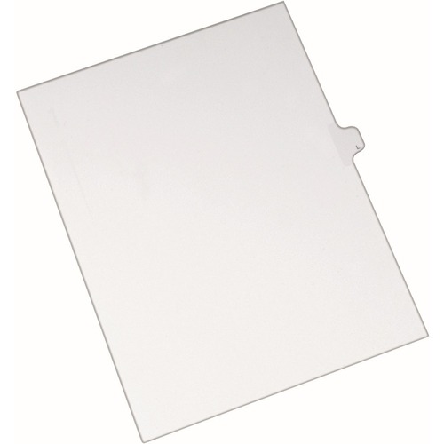 Avery® Individual Legal Dividers Allstate(R) Style, Letter Size, Side Tab L (82174) - 25 x Divider(s) - Print-on Side Tab(s) - L - 1 Tab(s)/Set - 8.5" Divider Width x 11" Divider Length - Letter - White Paper Divider - Clear Tab(s) - 20% Recycled