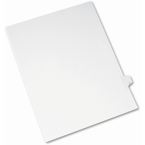 Avery® Individual Legal Dividers Allstate(R) Style, Letter Size, Side Tab U (82183) - 25 x Divider(s) - Side Tab(s) - U - 1 Tab(s)/Set - 8.5" Divider Width x 11" Divider Length - Letter - 8.50" Width x 11" Length - White Paper Divider - 20% Recycled -