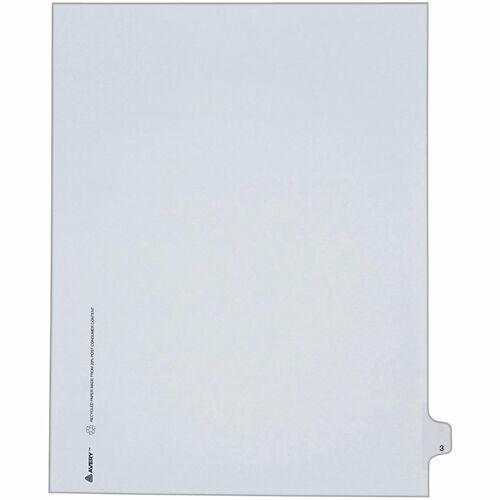 Avery® Alllstate Style Individual Legal Dividers - 25 x Divider(s) - Side Tab(s) - 3 - 1 Tab(s)/Set - 8.5" Divider Width x 11" Divider Length - Letter - 8.50" Width x 11" Length - White Paper Divider - Recycled - 1