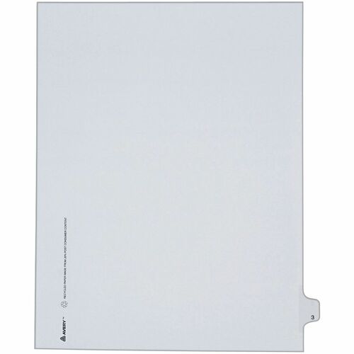 Avery® Alllstate Style Individual Legal Dividers - 25 x Divider(s) - Side Tab(s) - 3 - 1 Tab(s)/Set - 8.5" Divider Width x 11" Divider Length - Letter - 8.50" Width x 11" Length - White Paper Divider - 20% Recycled - 25 / Pack