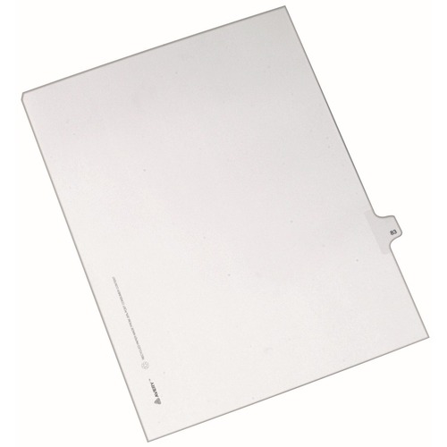 Avery® Alllstate Style Individual Legal Dividers - 25 x Divider(s) - Side Tab(s) - 83 - 1 Tab(s)/Set - 8.5" Divider Width x 11" Divider Length - Letter - 8.50" Width x 11" Length - White Paper Divider - 20% Recycled - 1